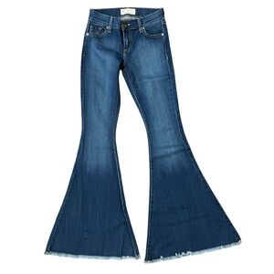 Free People Bell Bottom Raw Hem Flare Jeans Size 25